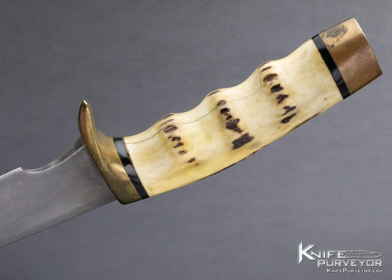 Clyde Fischer Custom Knife Stag and Brass w/ Sheath 14655