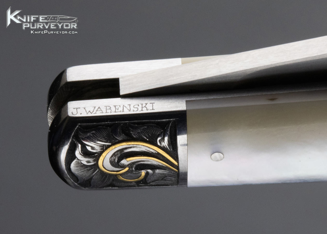 Tony Bose Custom Knife Mother of Pearl Gents Knife Engraved by Julie Warenski - Image 5