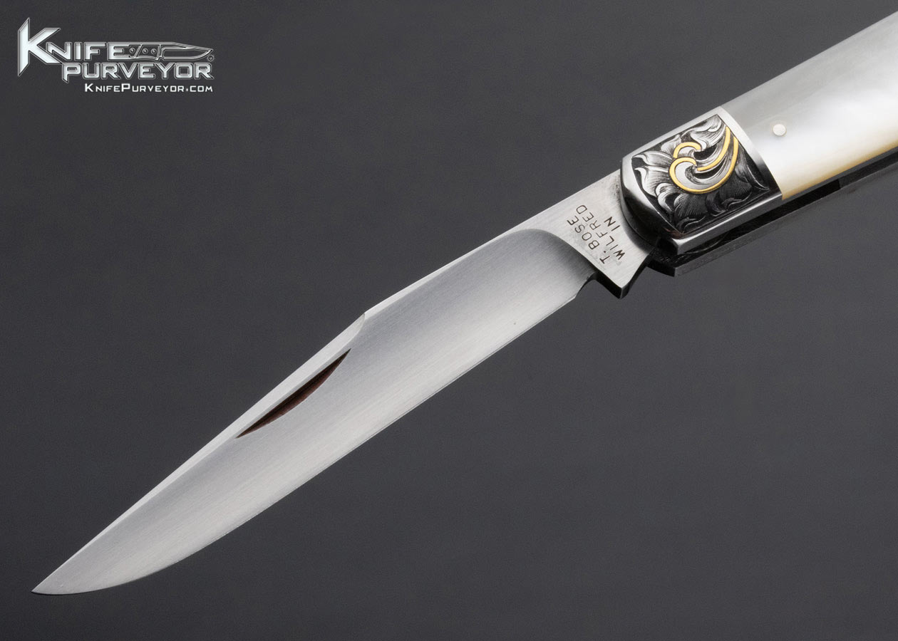 Tony Bose Custom Knife Mother of Pearl Gents Knife Engraved by Julie Warenski - Image 2