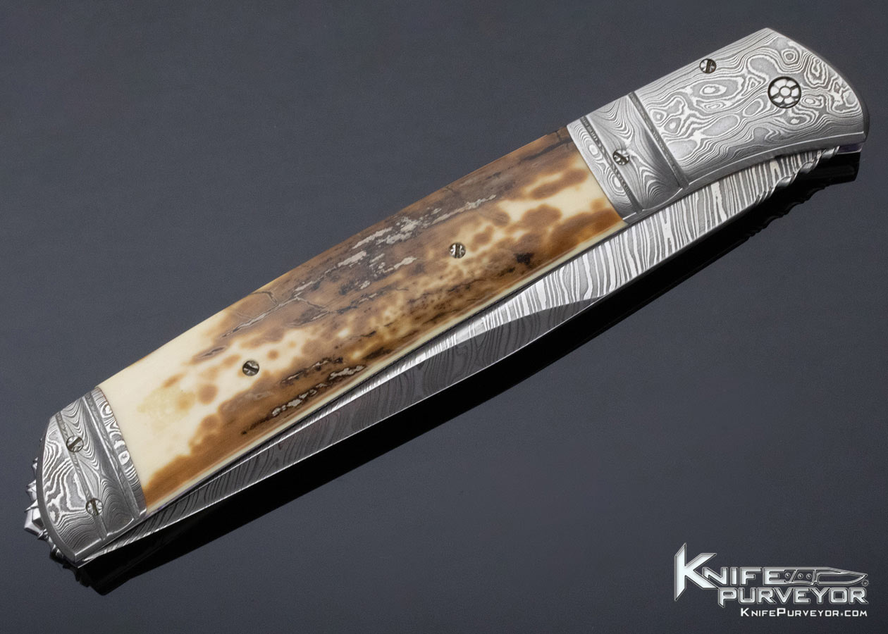 Jason Williams Custom Knife Damascus and Mammoth Automatic Linerlock - Image 5