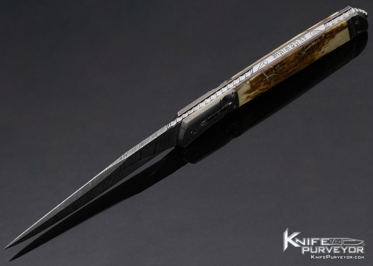 Jason Williams Custom Knife Damascus and Mammoth Automatic Linerlock - Image 6