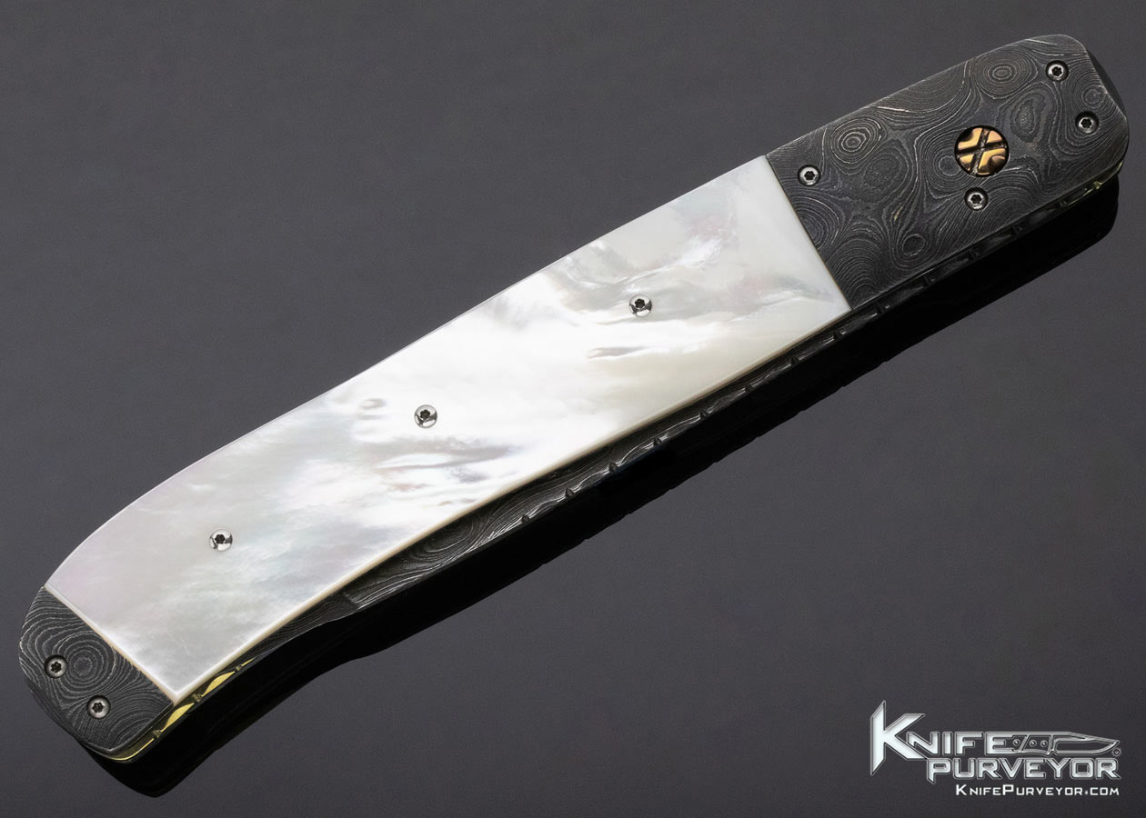 Bill King Custom Knife Mother of Pearl and Damascus Automatic Linerlock - Image 5
