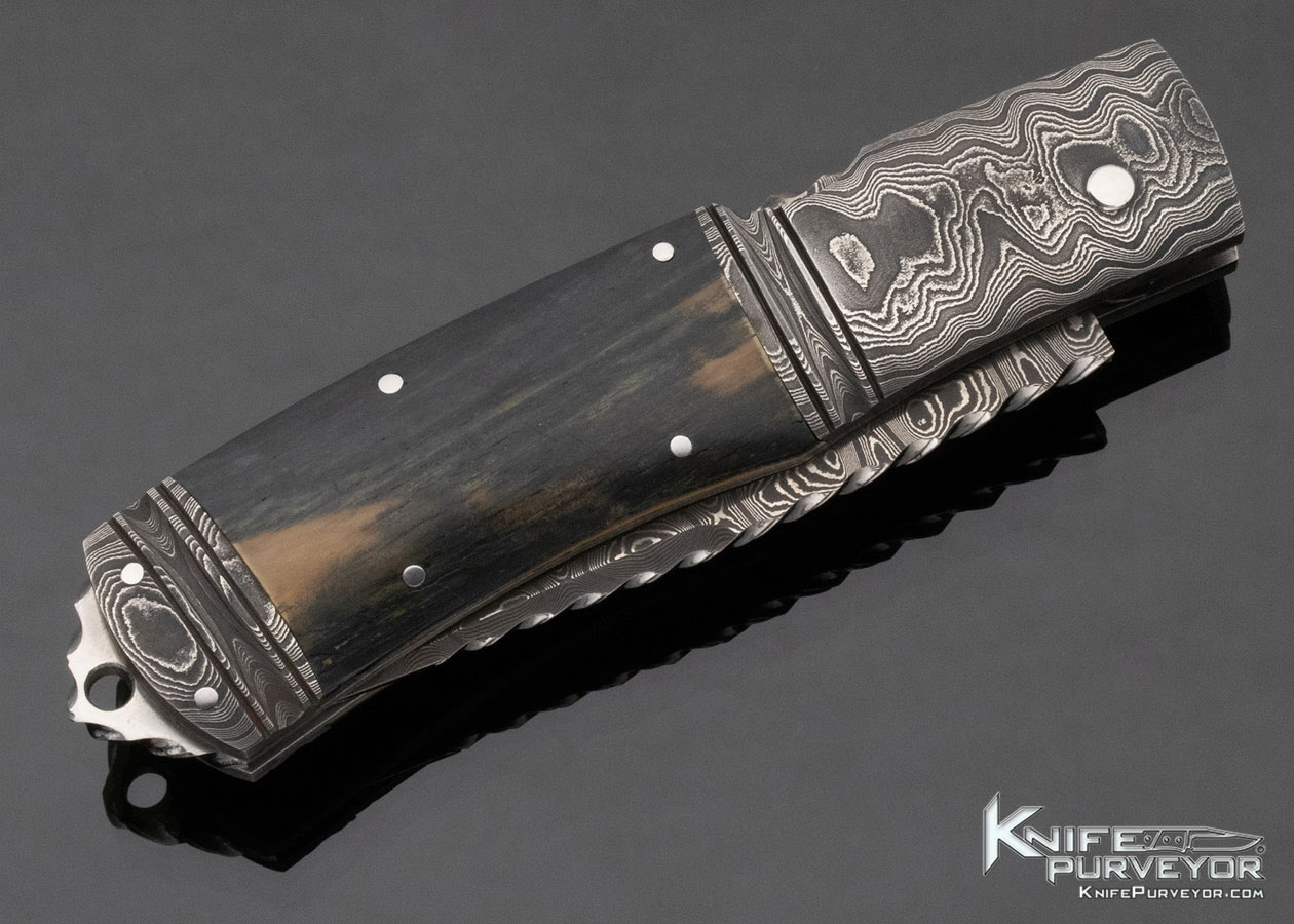 Joe Kious Custom Knife Damascus and Mammoth Automatic Front Lock - Image 5