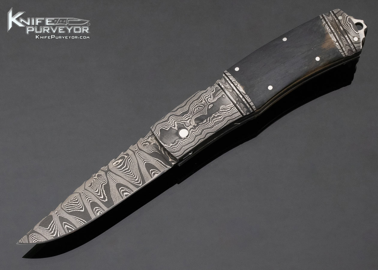 Joe Kious Custom Knife Damascus and Mammoth Automatic Front Lock 12533