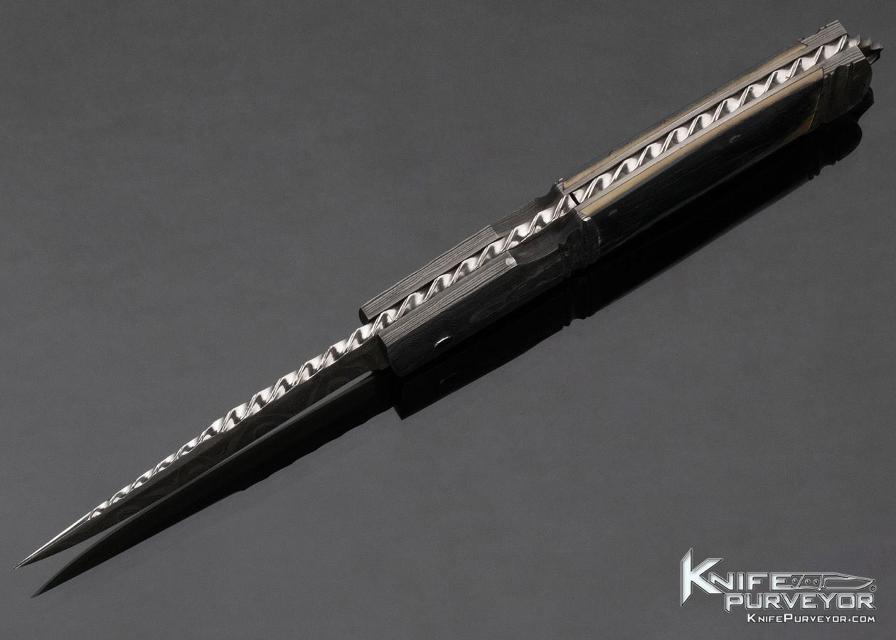 Joe Kious Custom Knife Damascus and Mammoth Automatic Front Lock - Image 6