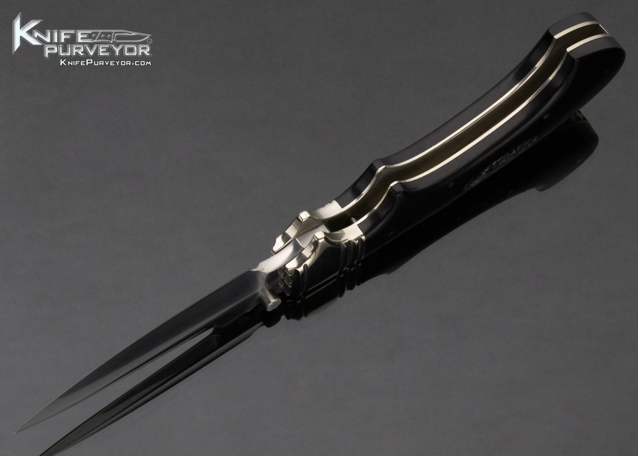 Phil Boguszewski Custom Knife Ebony with Abalone Escutcheon Front Lock - Image 5