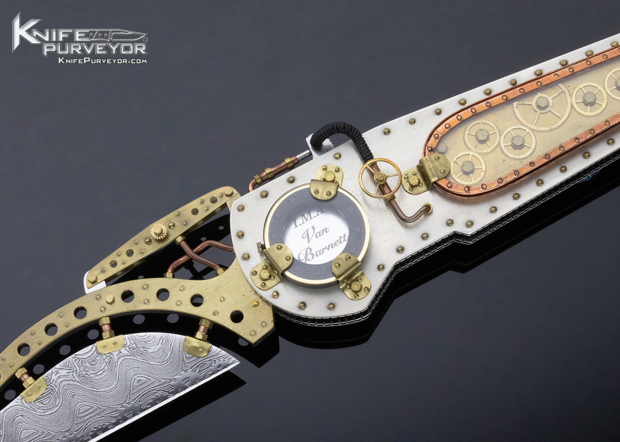 Van Barnett Custom Knife Sole Authorship Steam Punk "Suspension Blade" Time Machine Piston Lock - Image 2