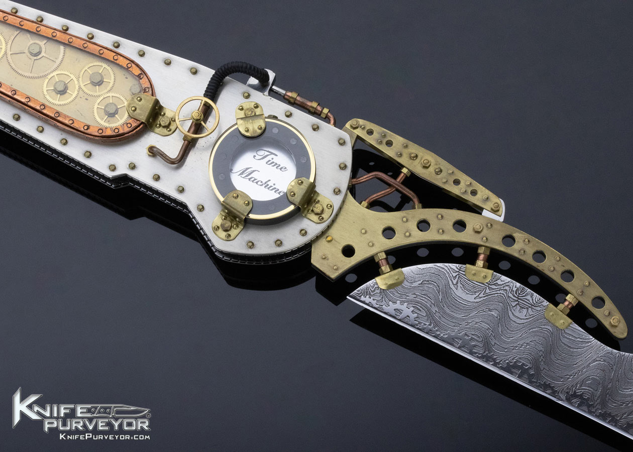 Van Barnett Custom Knife Sole Authorship Steam Punk "Suspension Blade" Time Machine Piston Lock - Image 5