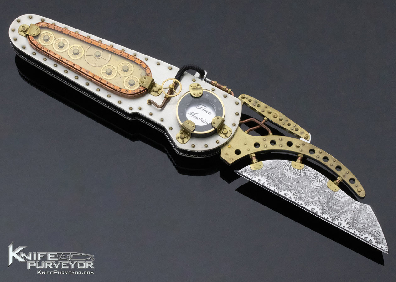 Van Barnett Custom Knife Sole Authorship Steam Punk "Suspension Blade" Time Machine Piston Lock - Image 4