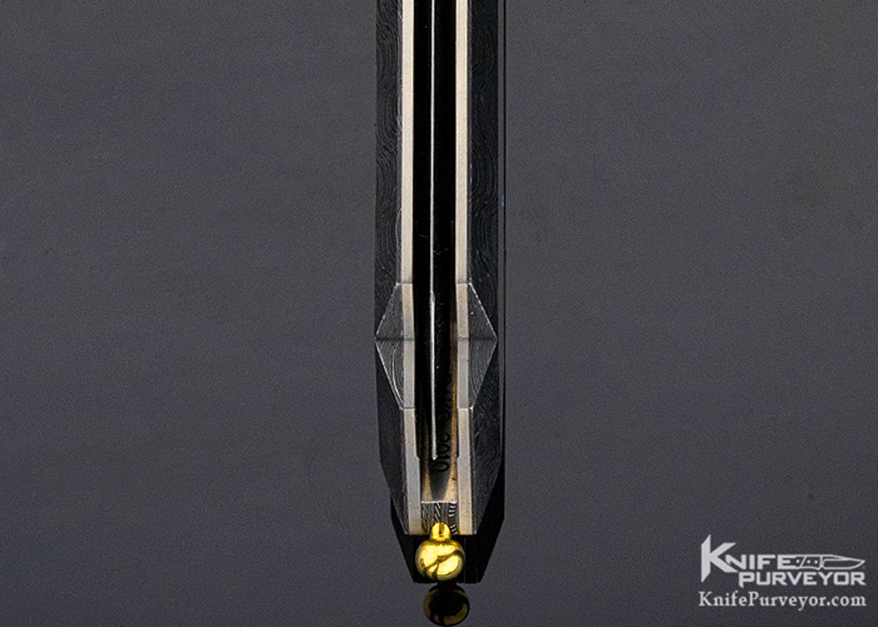 Matthew Lerch Custom Knife 24Kt Gold Inlaid Damascus "Geo Dagger" Credit Card Automatic - Image 8