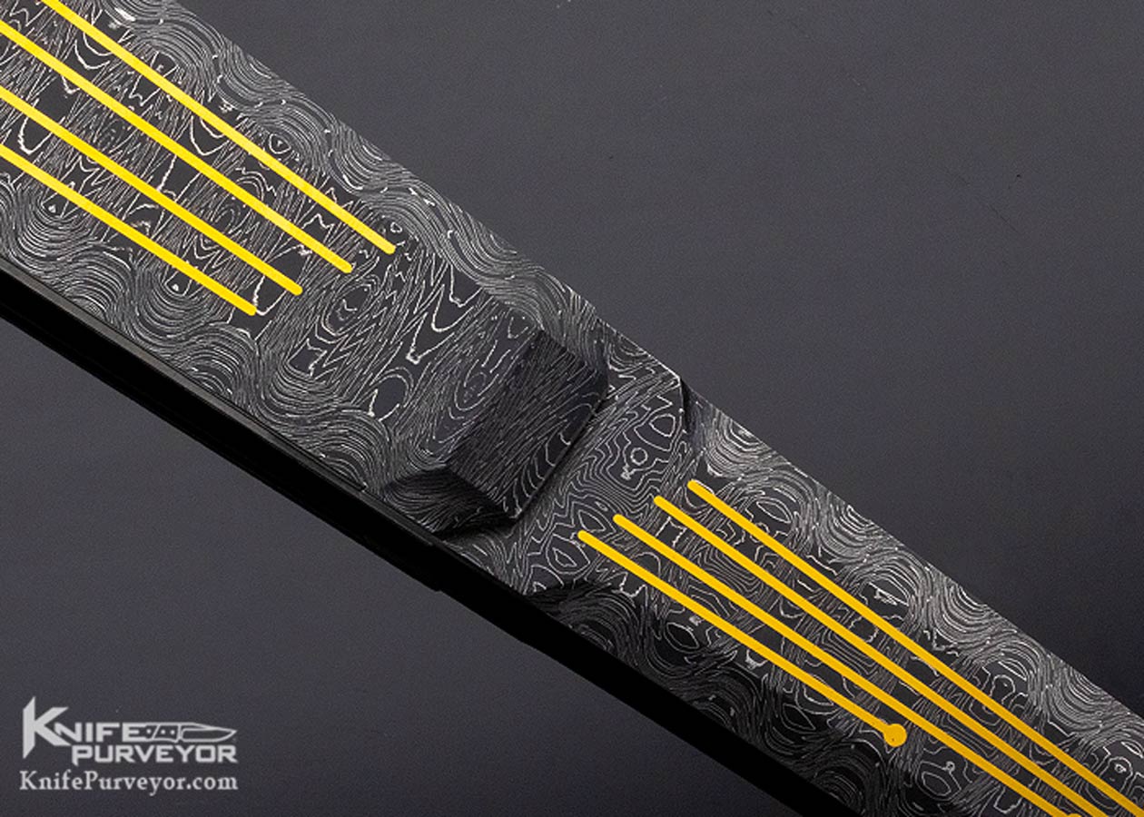 Matthew Lerch Custom Knife 24Kt Gold Inlaid Damascus "Geo Dagger" Credit Card Automatic - Image 5