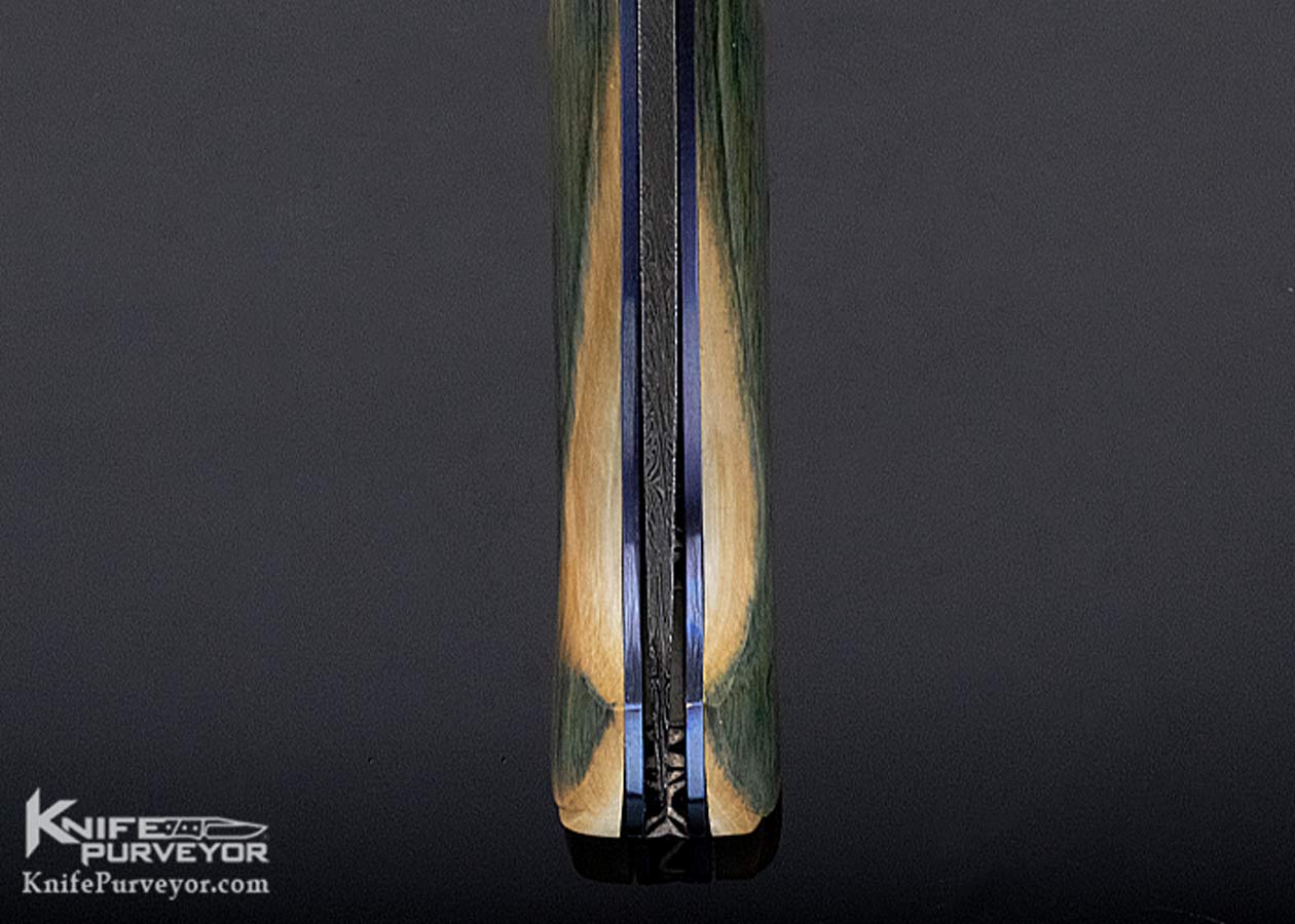 Bill Saindon Custom Knife Fluted Mammoth and Damascus Linerlock - Image 8