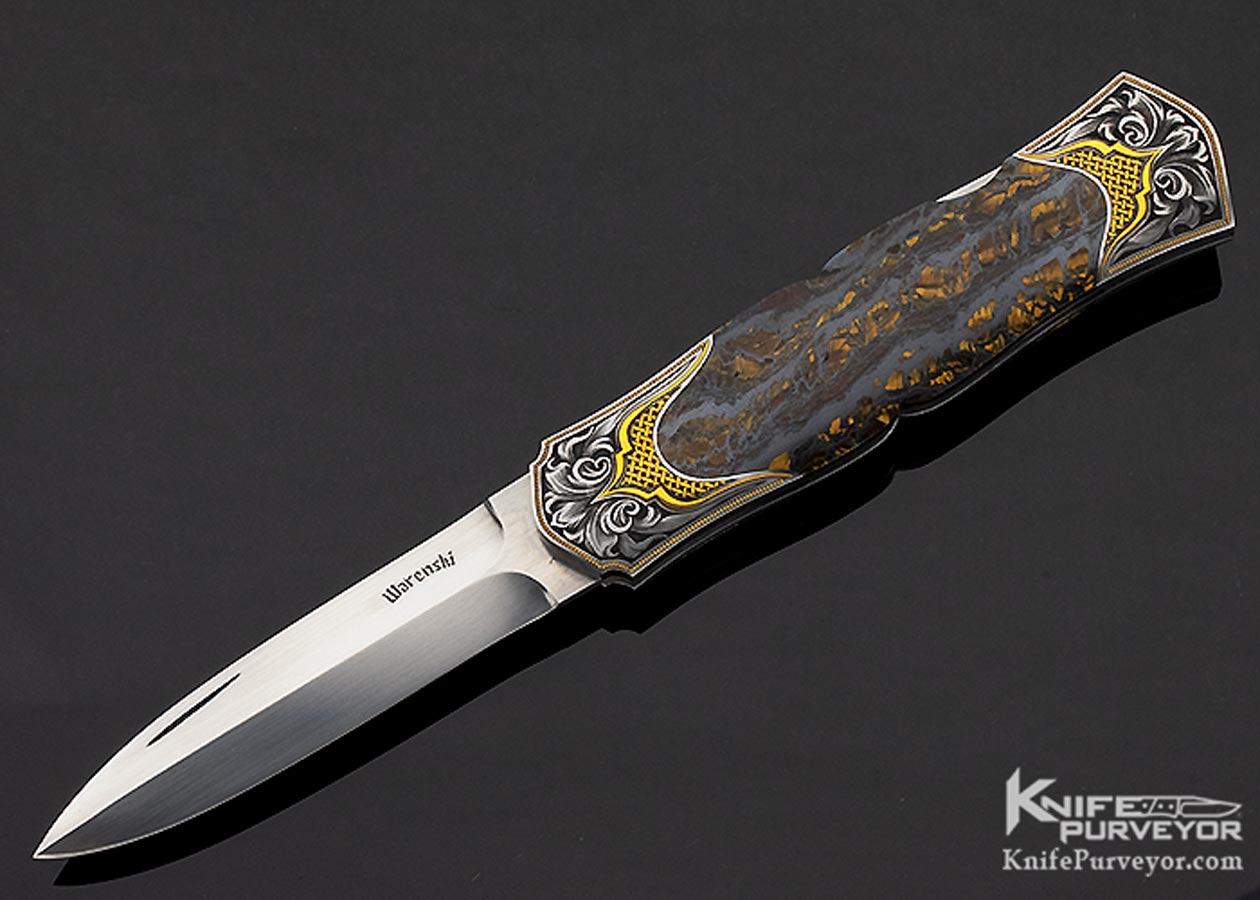 Buster Warenski Custom Knife Lockback Dagger Engraved by Julie