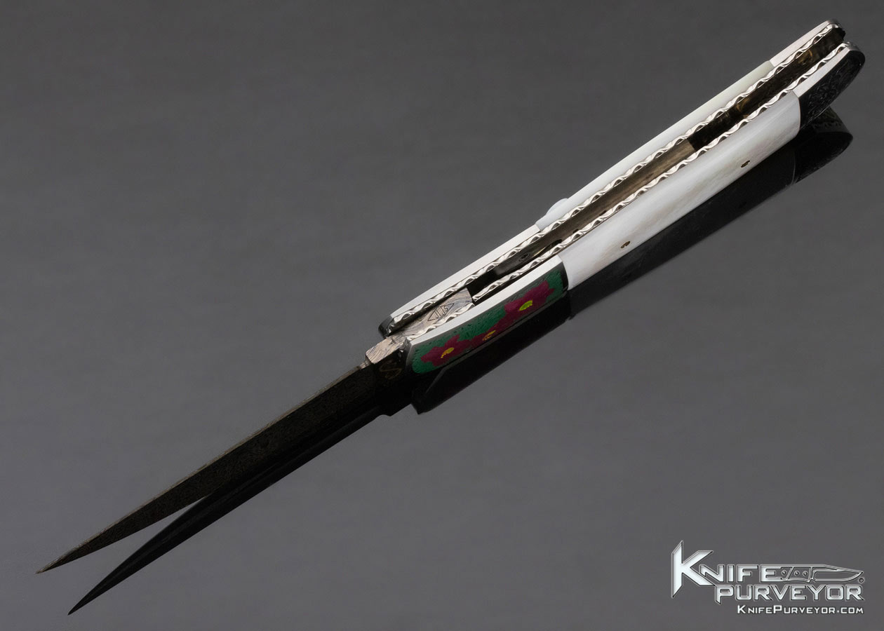 John W Smith Custom Knife Sole Authorship Color Engraved "Alphonse Mucha Seasons" Automatic Linerlock - Image 8