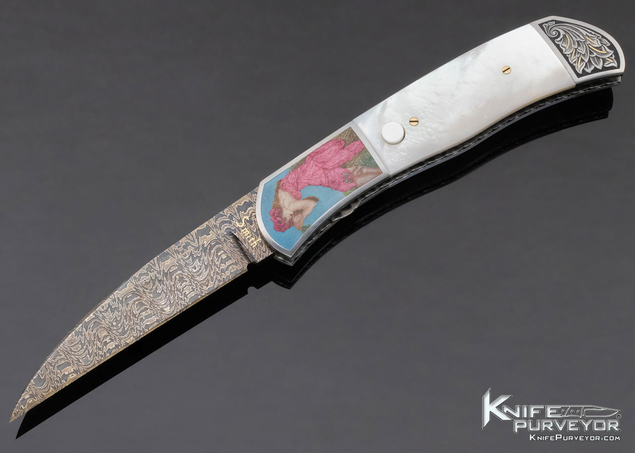 John-W-Smith-Custom-Knife-Sole-Authorship-Color-Engraved-Alphonse-Mucha-4-Seasons-Automatic-Linerlock-11381