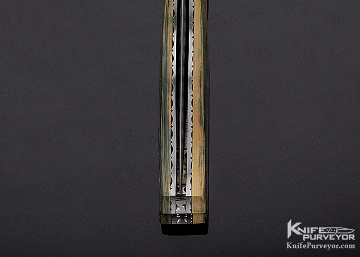 Jim Turecek Custom Knife Damascus & Mammoth Linerlock Dagger - Image 8