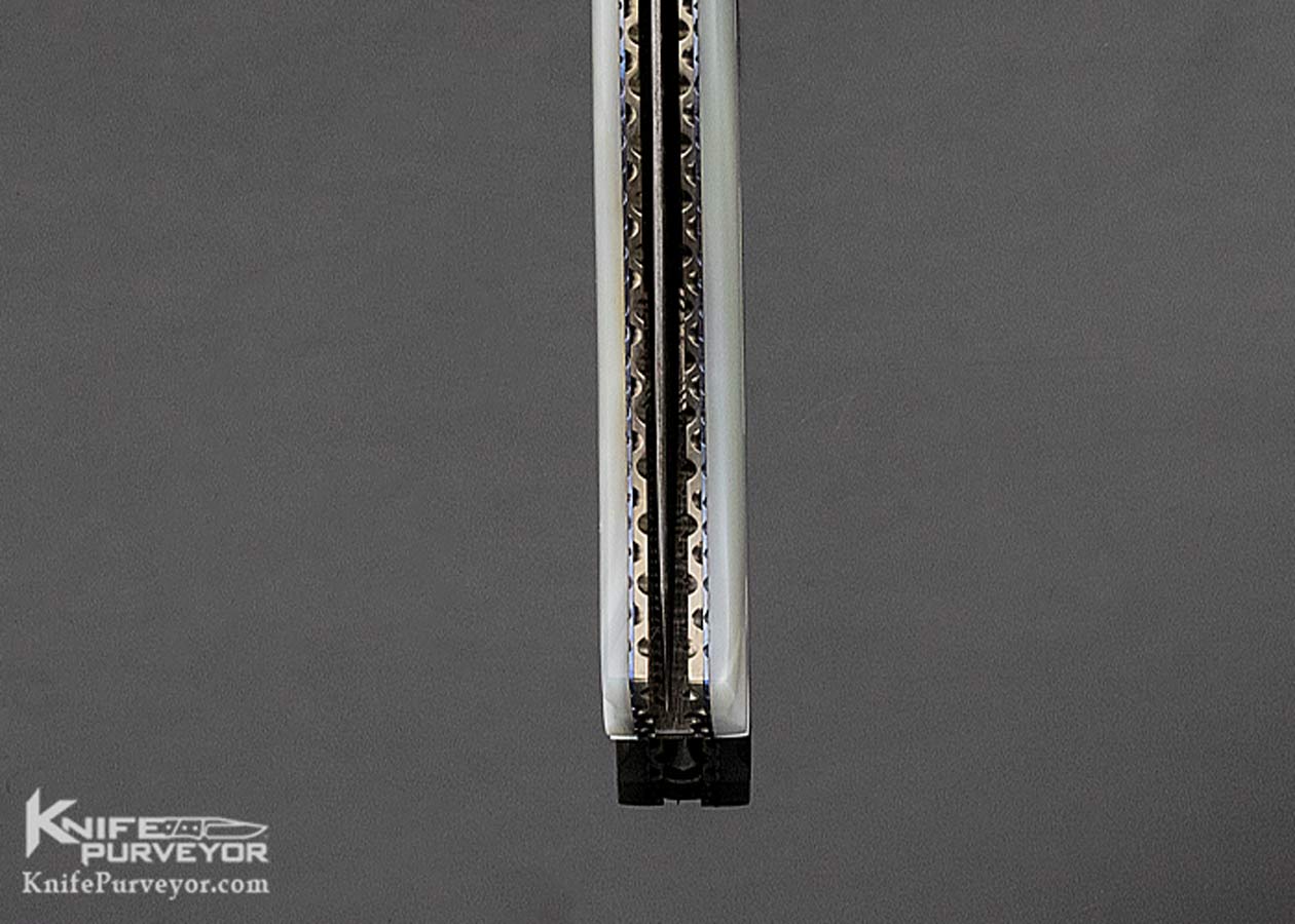 Mel Pardue Custom Knife Damascus & Mother of Pearl Linerlock - Image 8