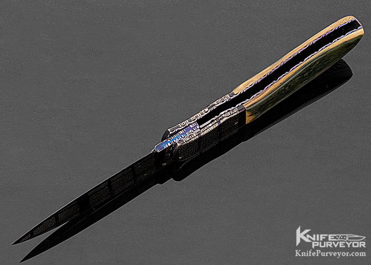 Steve Schwarzer Custom Knife Sole Authorship Damascus & Mammoth Linerlock - Image 7