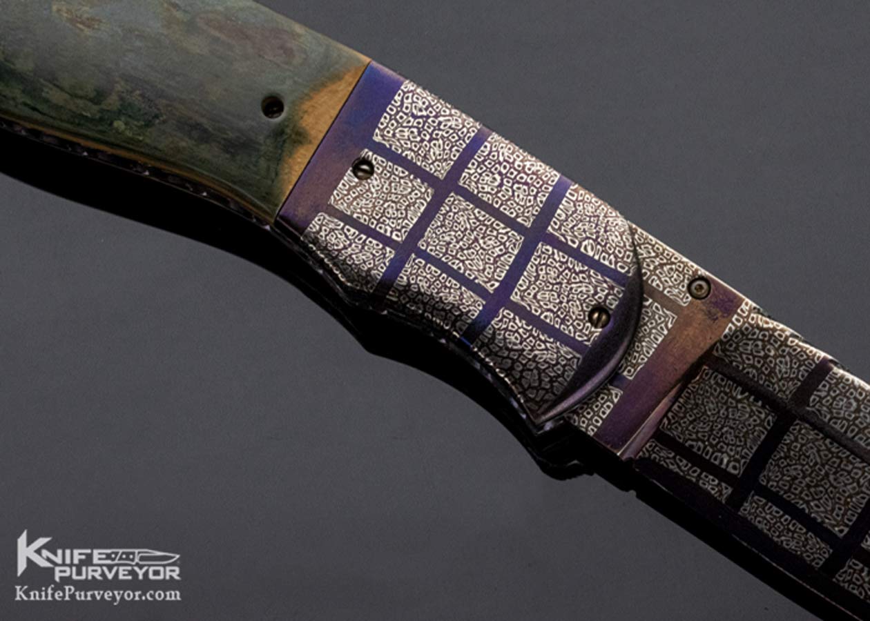Steve Schwarzer Custom Knife Sole Authorship Damascus & Mammoth Linerlock - Image 5