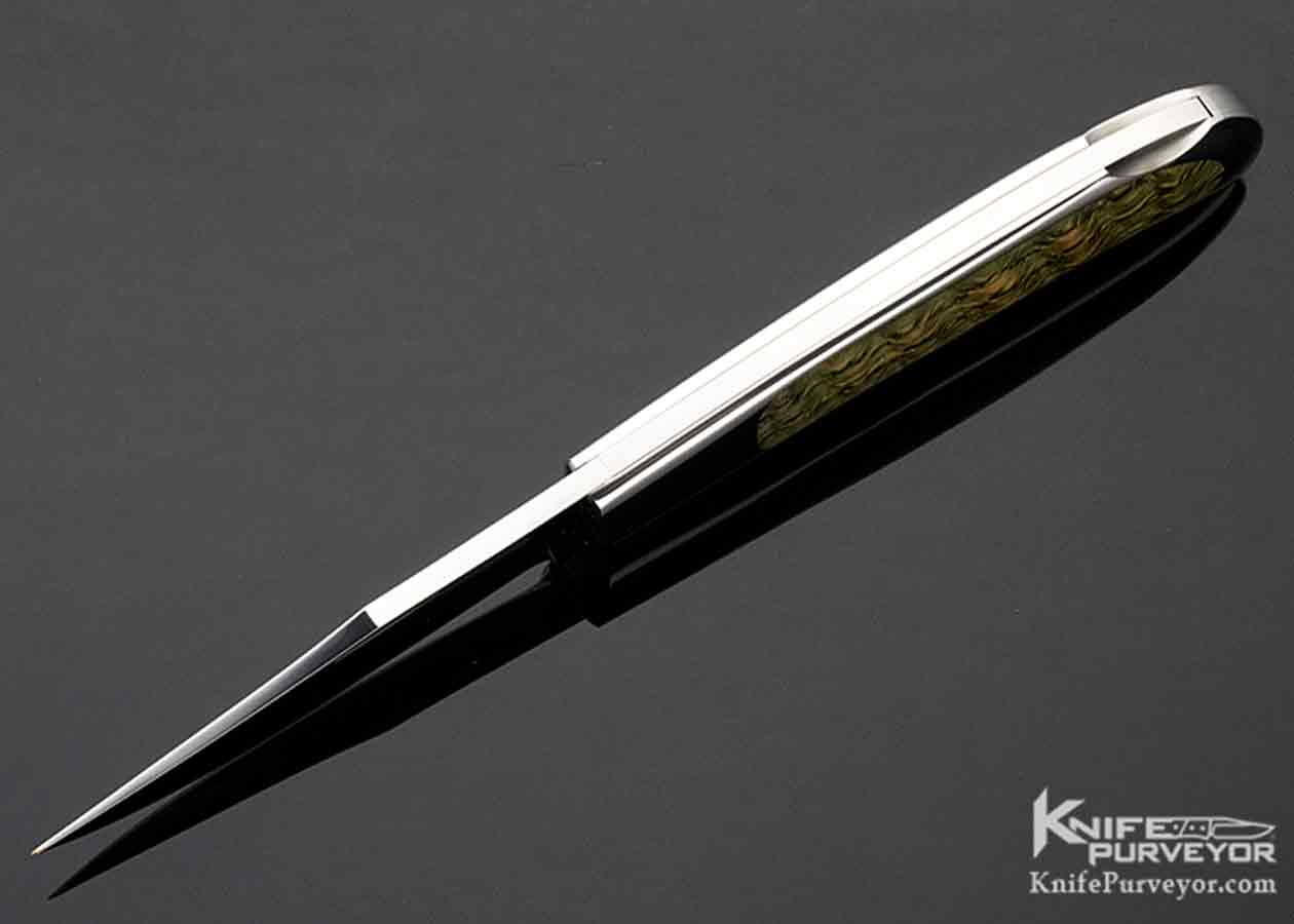 George Herron Custom Knife Clip Point Blade Stabilized Oak Interframe Lockback #395 10863