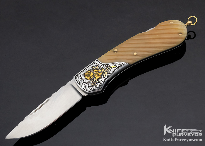 Joe Kious Custom Knife Fluted Walrus Lockback Engraved by Tim & Christy George 10669