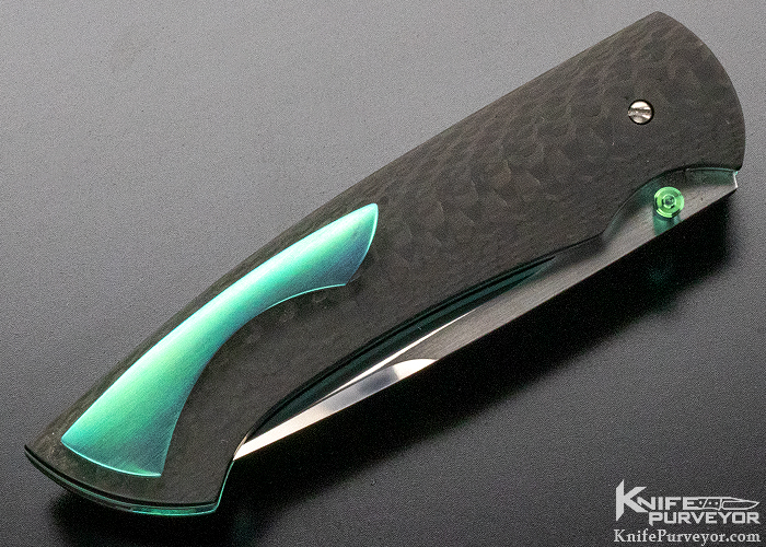 Bill Tuch Custom Knife Carbon Fiber Sparrow Hawk Scale Release D/A