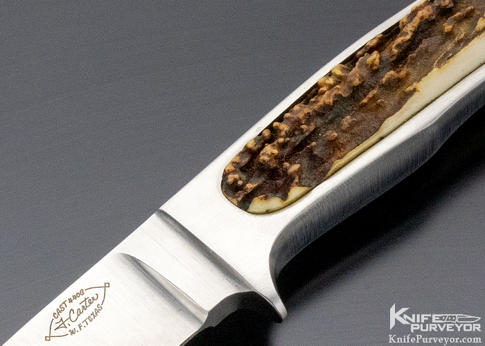 Fred Carter Custom Knife Integral Drop Point Hunter Popcorn Stag - Image 2