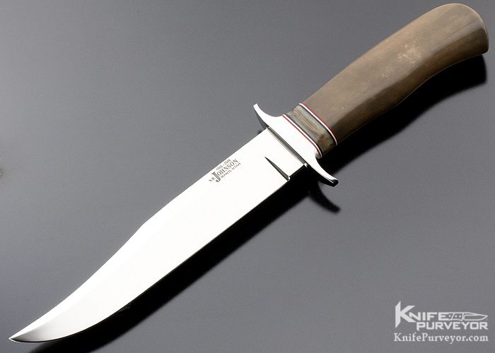 S.R. Johnson Custom Knife 40th Anniversary Fossilized Walrus Bowie 12588