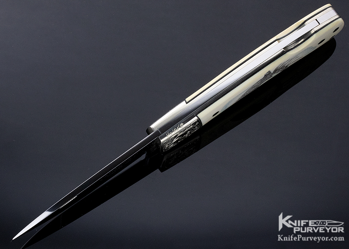 Terry Davis Custom Knife J. Hargas Scrimshawed Mammoth Lockback Engraved by Robert Valade - Image 7