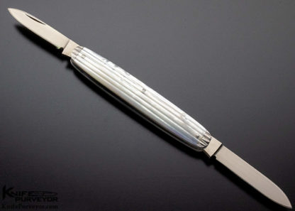 Joel Chamblin Custom Knife Fluted Mother of Pearl Two Blade Slipjoint