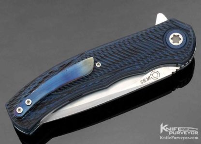 A-2 Custom Knife Blue & Black G-10 Linerlock Flipper - Image 4
