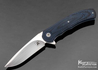 A-2 Custom Knife Blue & Black G-10 Linerlock Flipper - Image 3