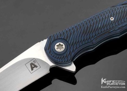A-2 Custom Knife Blue & Black G-10 Linerlock Flipper - Image 8