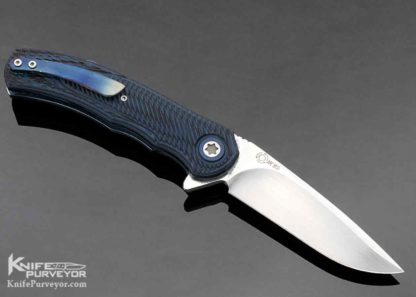 A-2 Custom Knife Blue & Black G-10 Linerlock Flipper