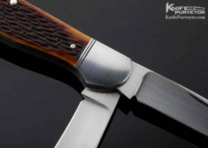 Bill Ruple Custom Knife 2 Blade Jigged Bone Slip Joint - Image 4