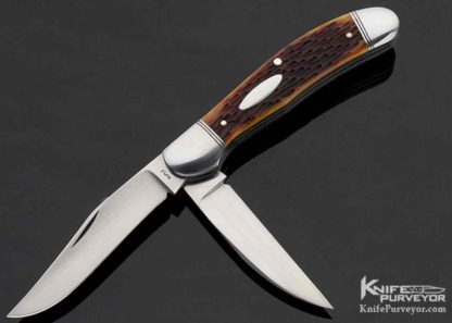 Bill Ruple Custom Knife 2 Blade Jigged Bone Slip Joint 10747 Open