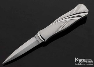 Bill Tuch Custom Knife Fluted & Stippled Lockback Dagger 6370 Open