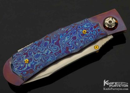 WD Pease Custom Knife Timascus & Anodized Titanium Lockback - Image 3