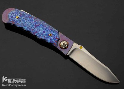 WD Pease Custom Knife Timascus & Anodized Titanium Lockback - Image 4