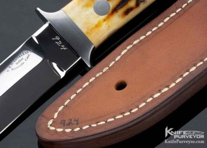 Bob Loveless Custom Knife "R.W. Loveless Maker Football Logo Riverside Calif." Amber Stag Mini Wilderness - Image 3