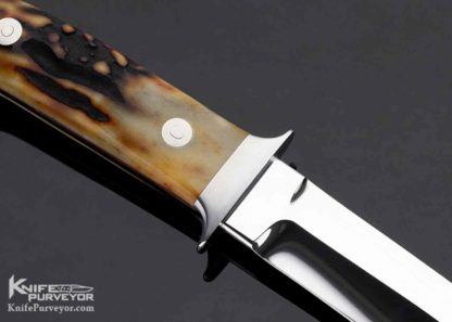 Bob Loveless Custom Knife "R.W. Loveless Maker Football Logo Riverside Calif." Amber Stag Mini Wilderness - Image 5