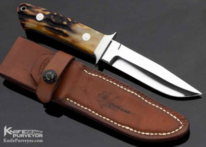 Bob Loveless Custom Knife "R.W. Loveless Maker Football Logo Riverside Calif." Amber Stag Mini Wilderness - Image 4