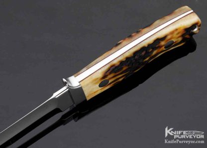 Bob Loveless Custom Knife "R.W. Loveless Maker Football Logo Riverside Calif." Amber Stag Mini Wilderness - Image 7