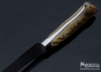 Burt Foster Custom Knife Master Smith Integral Fighter Forged Steel w/ Hamon with Sheep Horn and Custom Box - Image 8