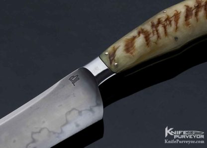 Burt Foster Custom Knife Master Smith Integral Fighter Forged Steel w/ Hamon with Sheep Horn and Custom Box - Image 4
