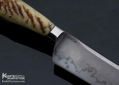 Burt Foster Custom Knife Master Smith Integral Fighter Forged Steel w/ Hamon with Sheep Horn and Custom Box - Image 6
