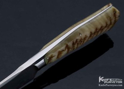 Burt Foster Custom Knife Master Smith Integral Fighter Forged Steel w/ Hamon with Sheep Horn and Custom Box - Image 7