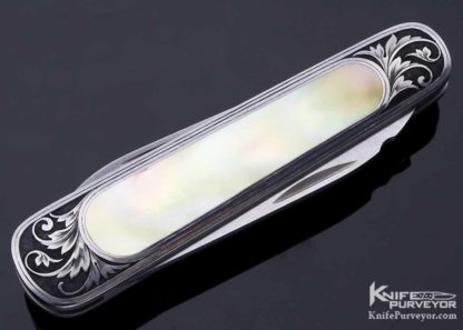 C. Gray Taylor Custom Knife Gold Lip Pearl Interframe Engraved by Lisa Tomlin - Image 6