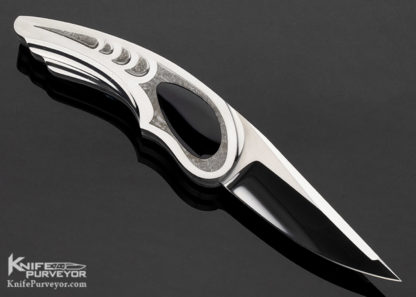 Charles Bennica Custom Knife Meteorite and Pen Shell Piranha Button Lock Folder - Image 4