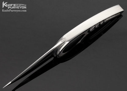 Charles Bennica Custom Knife Meteorite and Pen Shell Piranha Button Lock Folder - Image 5